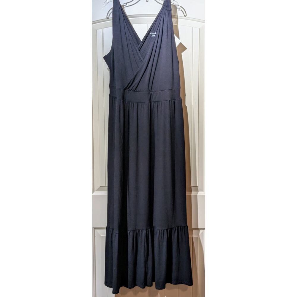NWT Ava & Viv V-Neck Wrapped Front Bodice Ruffle Hem Maxi Dress Womens Size 1X